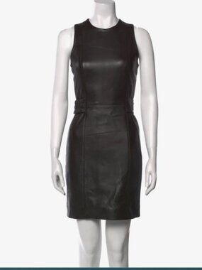 REMAIN Birger Christensen Brown Genuine Leather Mini Dress